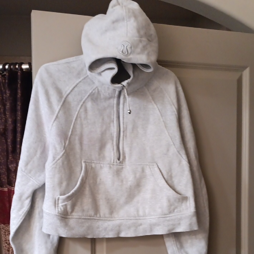 Lululemon Gray Hoodie Scuba 1/2 Zip Crop Sweater